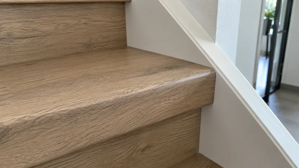 Maatwerk bij de trapneus en aansluiting van nieuwe trapbekleding
