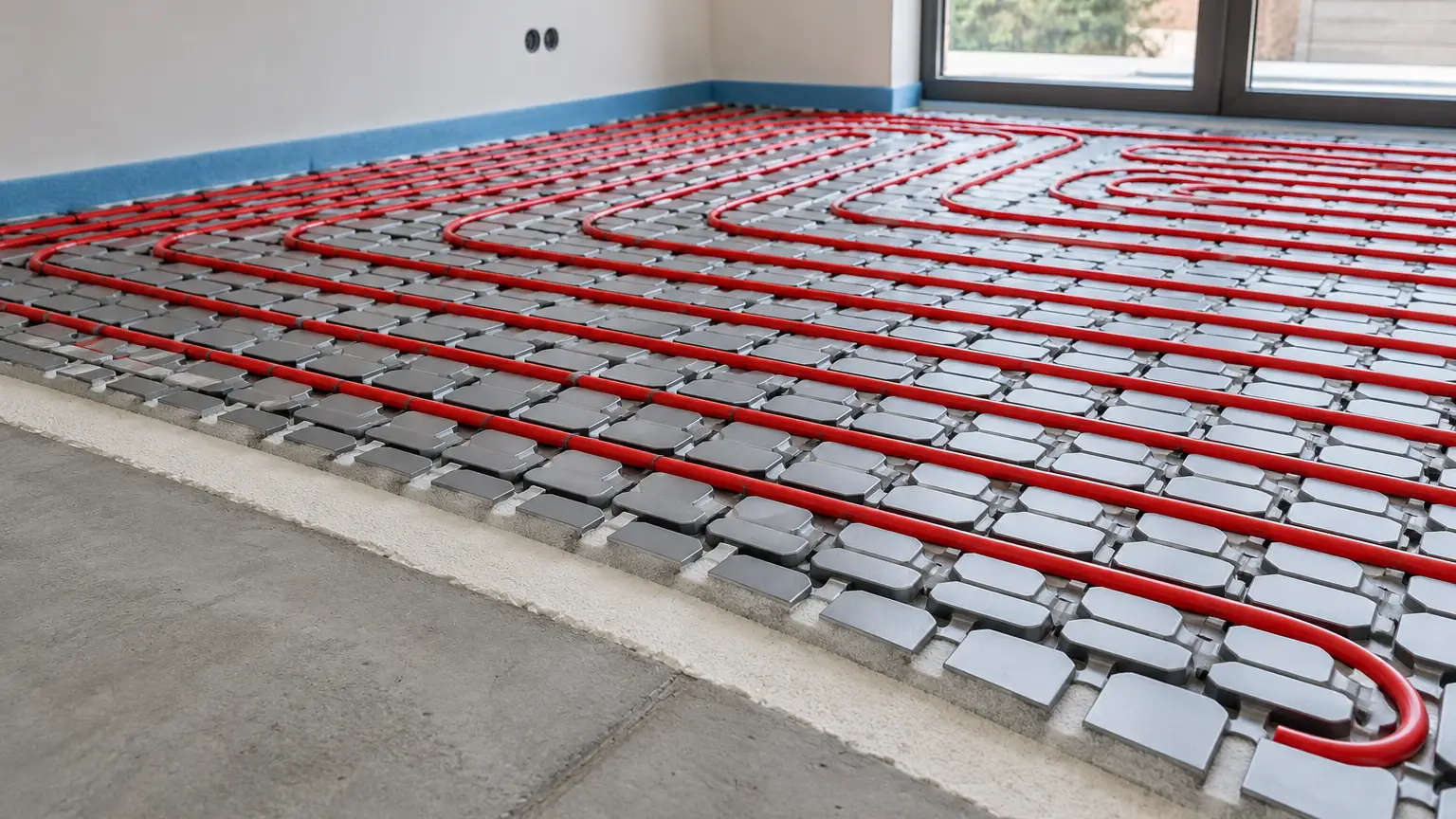 Opbouwsysteem voor vloerverwarming met leidingen boven de bestaande vloer
